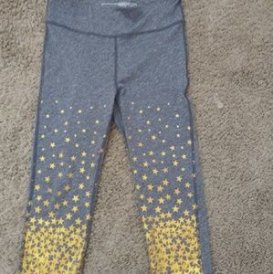 Girls Grey Active Wear Leggings with Gold Stars